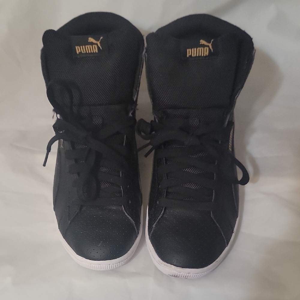 Puma Black and Gold High-Top Sneakers